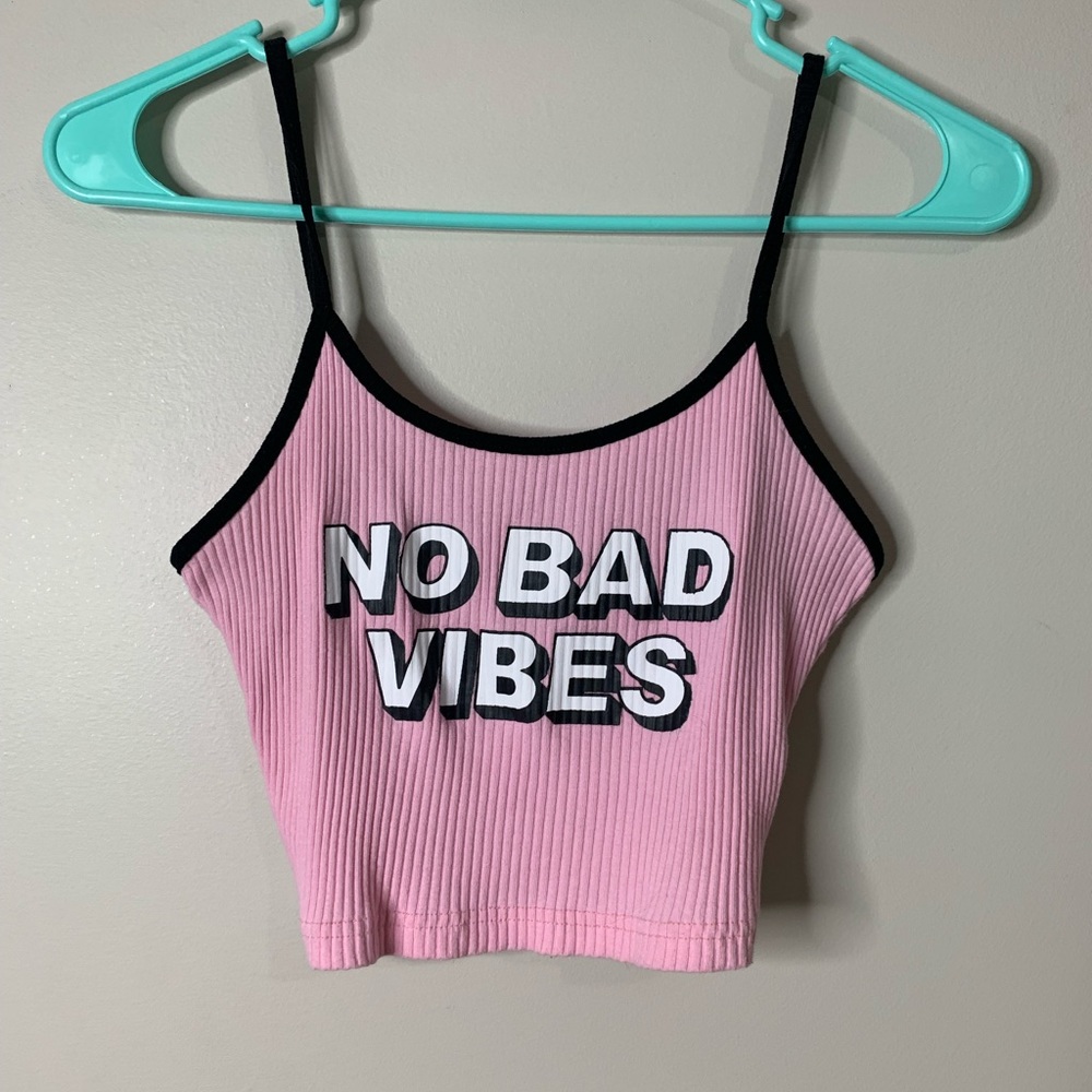 No bad vibes crop tank top.